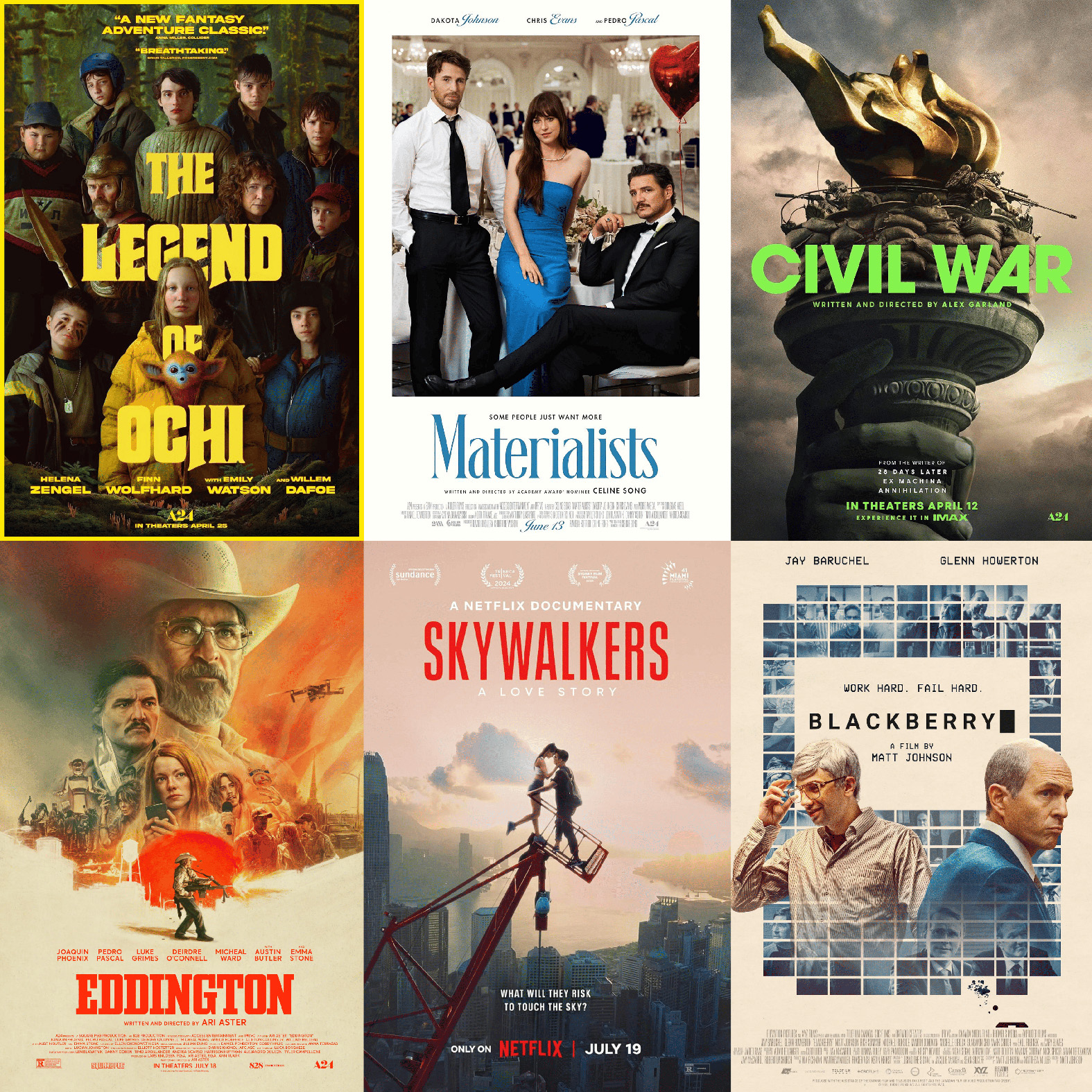 Compilation of 6 movie covers
